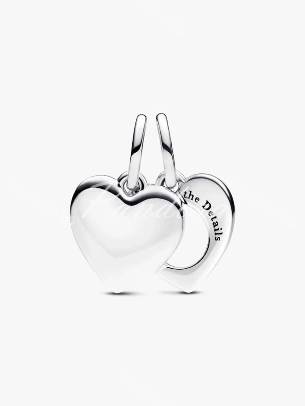 Pandora Engravable Heart Magnifying Glass Double Dangle Charm